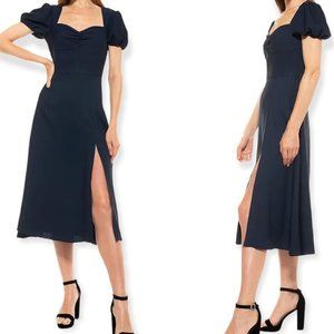 NEW WITH TAGS Alexia Admor Navy Blue Gracie Sweetheart Slit Midi Dress Size 6